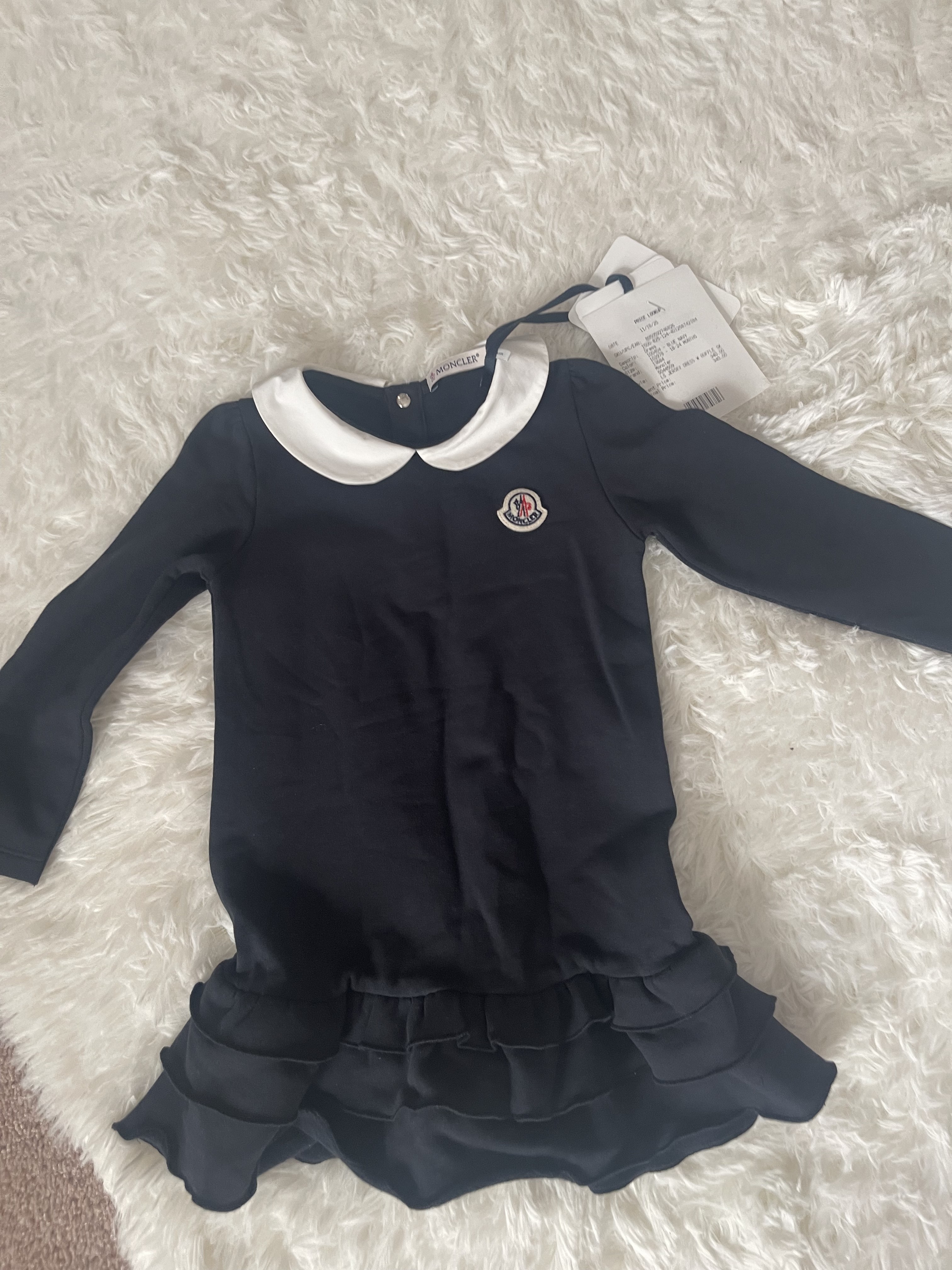 Moncler Navy Dress With White Peter Pan Collar